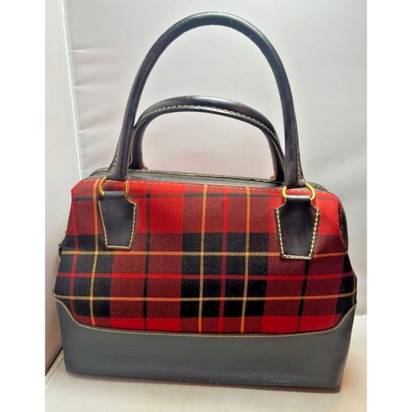 Vintage Handbags - Vintage PLAID Hand Bag or Travel Case 2 Handled Mid Century